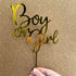 Larger Size Acrylic Mirror Gold Boy or Girl Cake Topper, Gender Reveal Cake Topper, Baby Shower Party Supplies Decoration for Cake Topper, Cake Fl...