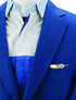 Knighthood Golden Feather with Blue Stone Detailing Lapel Pin/Brooch Golden...