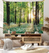 Ambesonne Forest Tapestry, Sunny Forest with Wild Garlic Enchanting Wildflowers Blossoms Landscape Scenery, Wide Wall Hanging for Bedroom Living R...