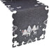 Embroidered Christmas Holiday Silver Reindeer & Christmas Scene on Dark Gray Rectangle Table Runner, Dresser Scarf (16Wx33L)...