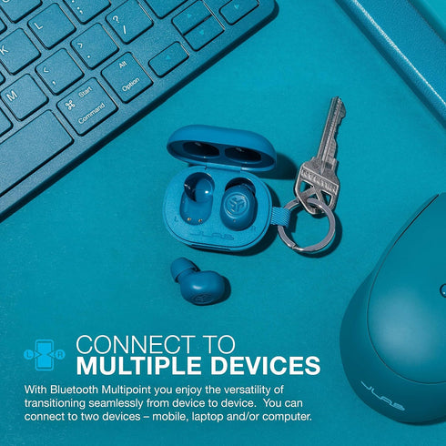 JLab JBuds Mini True Wireless Bluetooth Earbuds + Charging Case, Teal, IP55 Sweat and Dust Proof, Bluetooth Multipoint, Be Aware Audio, 3 EQ Sound...