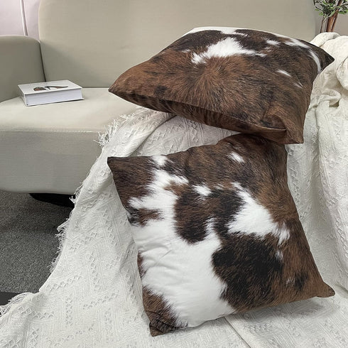 TOMWISH Pack of 2 Throw Pillow Covers Christmas Cowhide Printing Western 18x18 Pillow Cover,Decorative Throw Pillows Cushion Covers for Home Livin...
