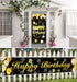 IMISI Happy Birthday Door Banner & Backdrop, Black & Gold, Size 6.16 x 3.15 ft & 6.9 x 1.47 ft, Foldable, Lightweight, Indoor Use, Birthday Occasi...