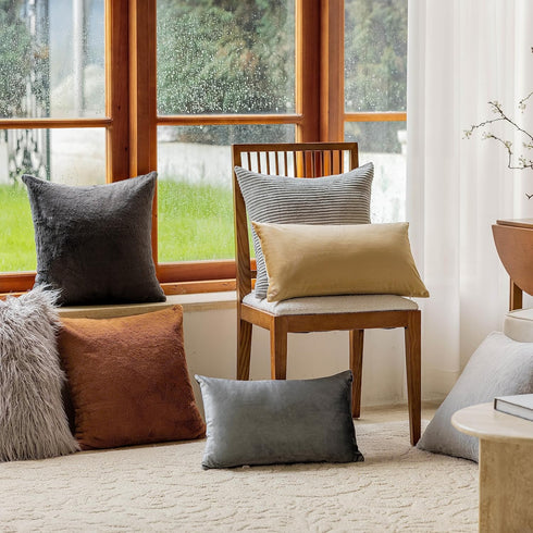 Home Brilliant 26x26 Pillow Cover Decorative Pillows for Bed Supersoft Euro Sham Large Faux Fur Pillow Covers for Patio Floor Couch, 26 x 26 inche...