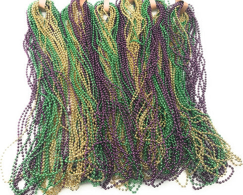 Oojami 144 PCS Mardi Gras Beads Green Purple Gold Metallic Beads Necklaces Accessories BulkCarnival Beads Necklace for Parade Throws Party Decorat...