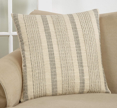 SARO LIFESTYLE Alexandria Collection Woven Striped Throw Pillow Cover, 22"", Ivory...
