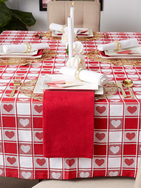 DII Valentine's Day Tablecloth Check Collection, Tablecloth, 52x52, Checkered Hearts...