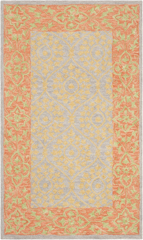 SAFAVIEH Suzani Collection 2' x 3' Orange / Silver SZN105A Hand-Hooked Boho Premium Wool Accent Rug...