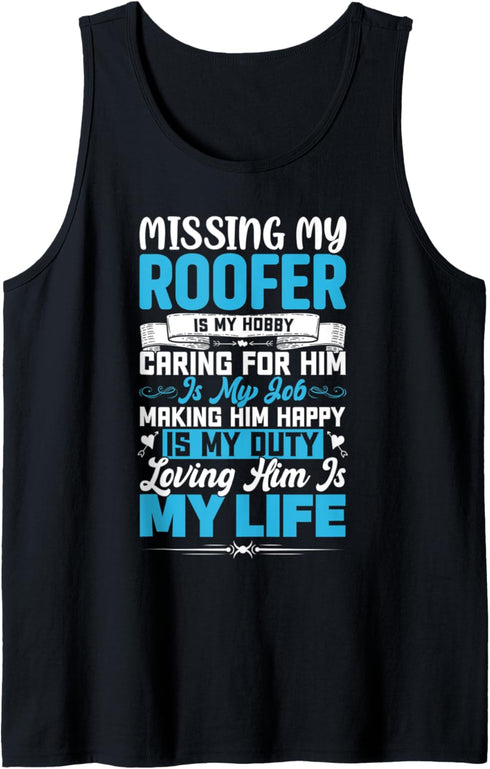 Mens Roofing Design for a Roofer Girlfriend Wife Tank Top...