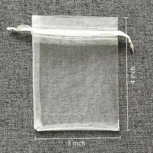 ATCG 100pcs 3x4 Inches Drawstring Organza Pouches Wedding Party Jewelry Favor Bags (IVORY)...