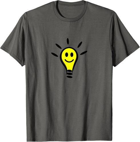 Bright Yellow Smiling Light Bulb "Idea" Symbol T-Shirt...