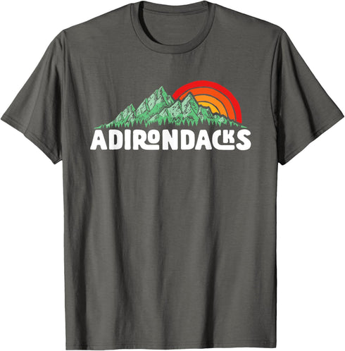 Adirondack Mountains Vintage Outdoor 80s Sunset Graphic T-Shirt...