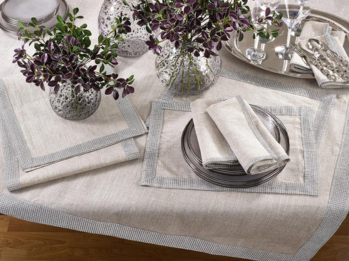 SARO LIFESTYLE - 315.S1654B SARO LIFESTYLE Lily Collection Studded Design Table Runner, 16" x 54", Silver...