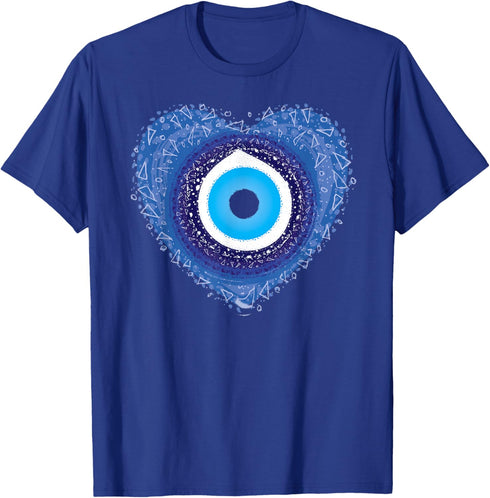 Evil Eye Greek Protect Against Evil - Heart Charm Graphic T-Shirt...