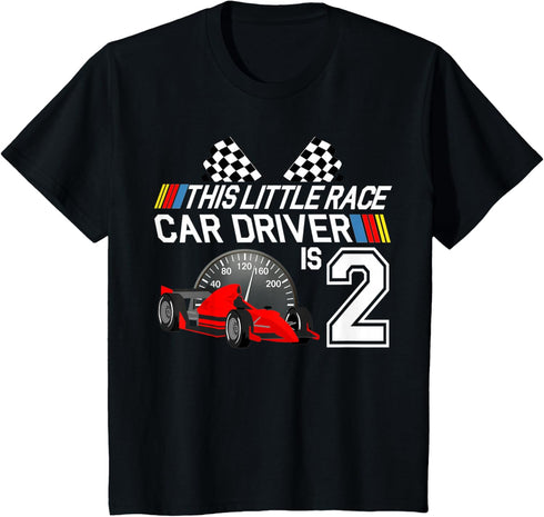 2 Year Old Race Car Birthday Shirt 2nd Racing Party Gift Tee T-Shirt...