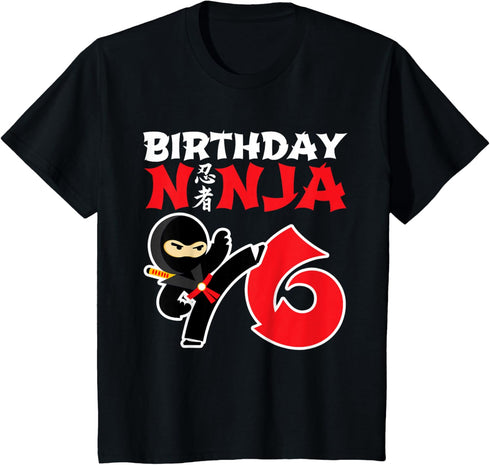 Birthday Ninja - 6 Year Old Ninja Birthday Party Theme T-Shirt...