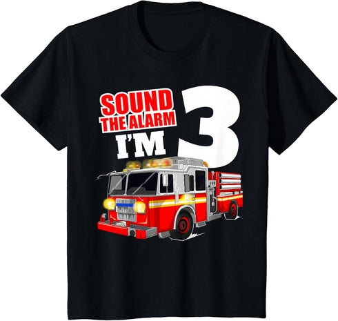 Fire Truck 3rd Birthday Boy Toddler Firefighter T-Shirt...