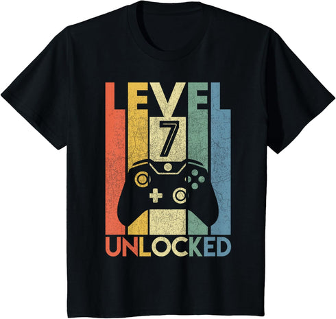 Level 7 Unlocked Funny Video Gamer 7th Birthday Gift T-Shirt...