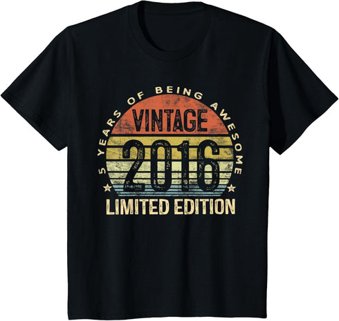 Kids 5 Year Old Gifts Vintage 2016 Limited Edition 5th Birthday T-Shirt...