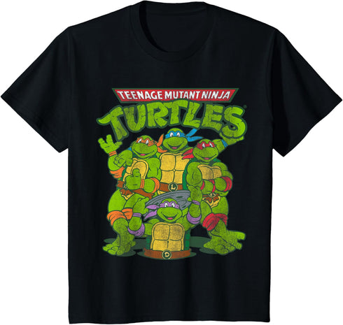 Distressed TMNT Group T-Shirt T-Shirt...