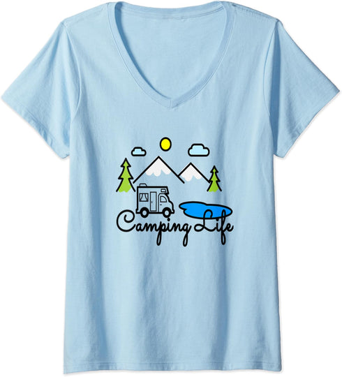 Summer Rving Trip Weekend Camper V-Neck T-Shirt...
