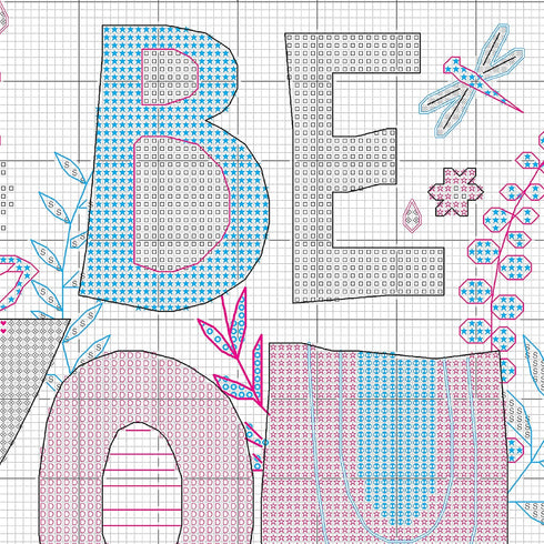 Dimensions 70-35412 Be-You-Tiful Counted Cross Stitch Kit for Beginners, 14 Cnt. Navy Aida, 11" x 11", 4pcs...