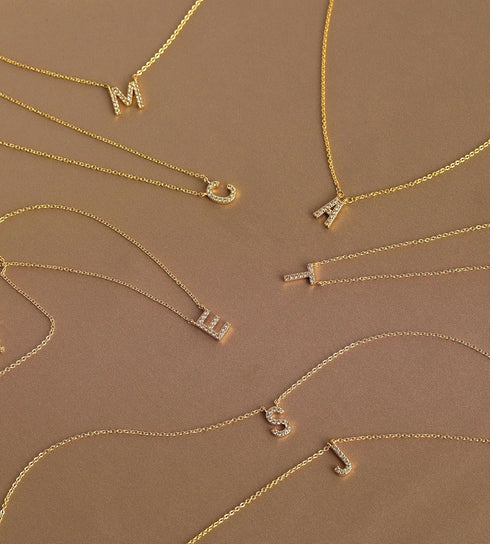 Initial Necklaces for Women, Dainty Gold Letter Necklace 14k Gold Plated Personalized CZ Initial Necklace Monogram Name Choker Necklace for Women ...