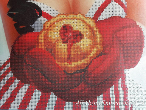 Happy Housewife Bead Embroidery kit, Girl Beading Needlepoint kit, Woman People Embroidery, mom DIY Gift idea, Kitchen Wall Decor, Tapestry......
