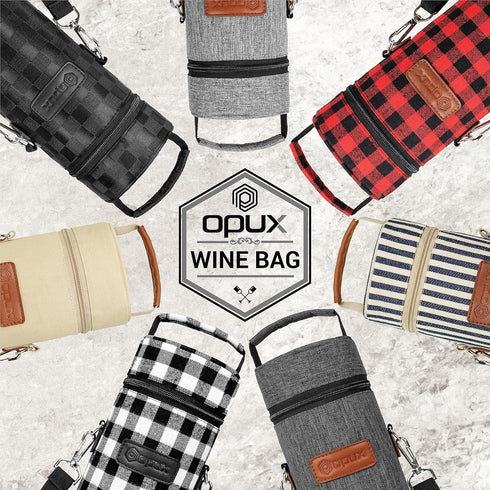 opux Wine Bag Single Bottle Carrier Tote, Insulated Wine Cooler Bag for Travel Picnic Beach with Shoulder Strap, Thermal One Bottle Holder Carryin...