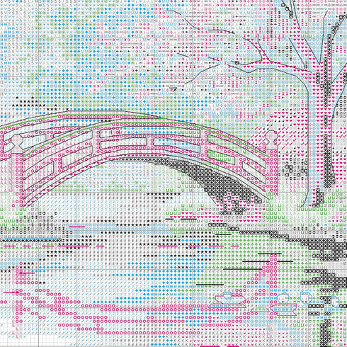 Dimensions Gold Collection Counted Cross Stitch Kit, Japanese Flower Garden, 16 Count Light Blue Aida, 12'' x 16''...