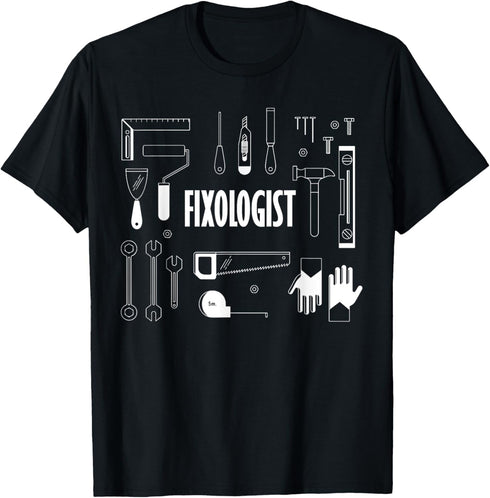 Funny Handyman Art For Men Dad Fixologist Tool DIY Handyman T-Shirt...