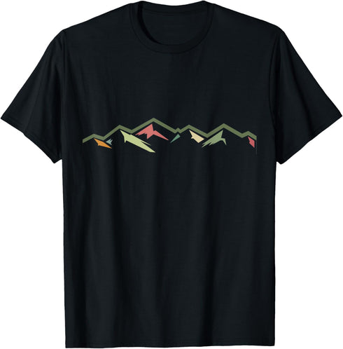 Minimalist Retro Mountain Designed T-Shirt for the Outdoors...