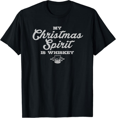 Funny Christmas Drinking Shirt Whiskey Liquor Drinker Saying T-Shirt...
