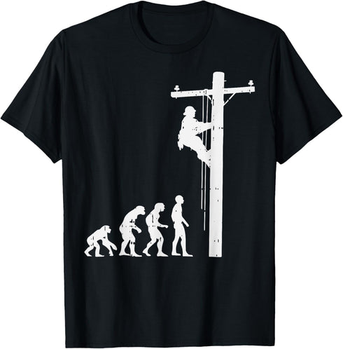 Lineman Evolution Funny Power Electrical Electrician Gift T-Shirt...