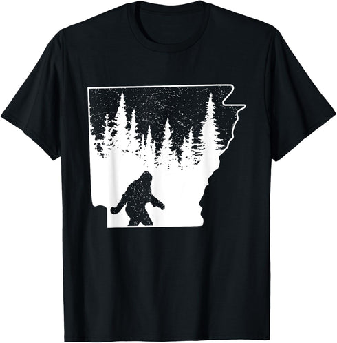 Arkansas Bigfoot Outdoor Sasquatch Silhouette State Pride T-Shirt...