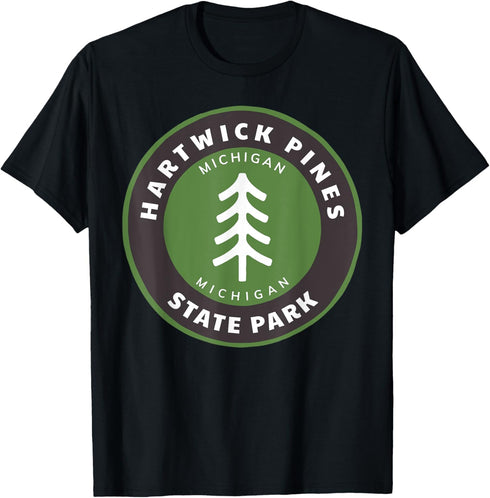 Hartwick Pines State Park Michigan Outdoors MI Forest Badge T-Shirt...