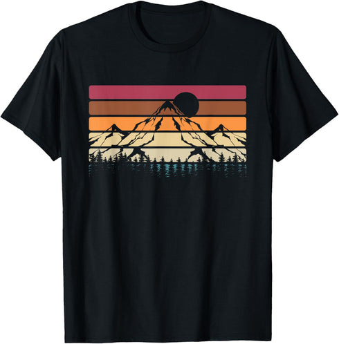 Wildlife Mountains Trees Hiking Outdoors Nature Retro Forest T-Shirt...