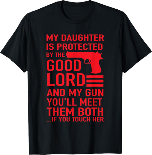 PROTECTIVE DADDY T-SHIRT Funny Dad of Girl Tee...