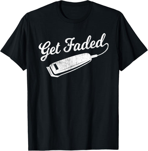 Vintage Distressed Barber T-Shirt - Get Faded Script Tail Te T-Shirt...