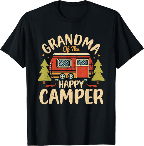 Grandma of Happy Camper 1st Birthday Party Retro Grandma T-Shirt...