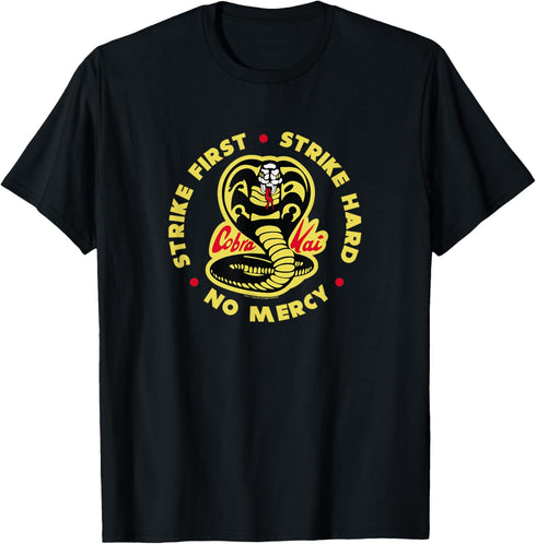 Cobra Kai Strike First Cobra Logo TV Show T-Shirt...