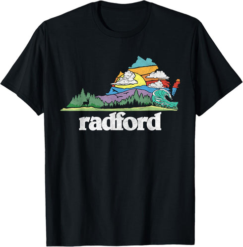 Radford Virginia Outdoors & Nature Lover Retro 80s Graphic T-Shirt...