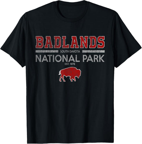 Badlands National Park South Dakota Retro Hiking Outdoor T-Shirt...