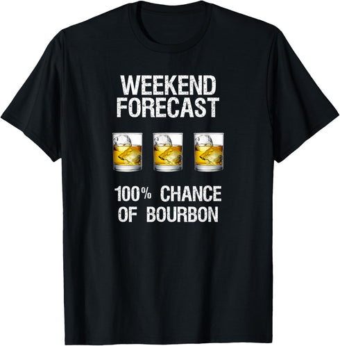 Bourbon T-Shirt Gift - Funny Bourbon Forecast T-Shirt...