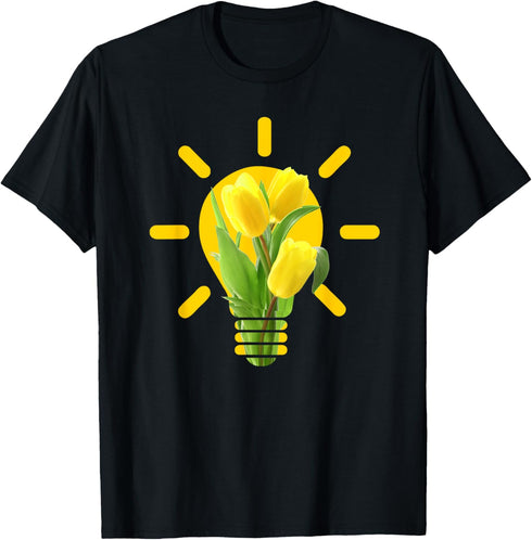Light Bulb With Yellow Flowers T-Shirt...