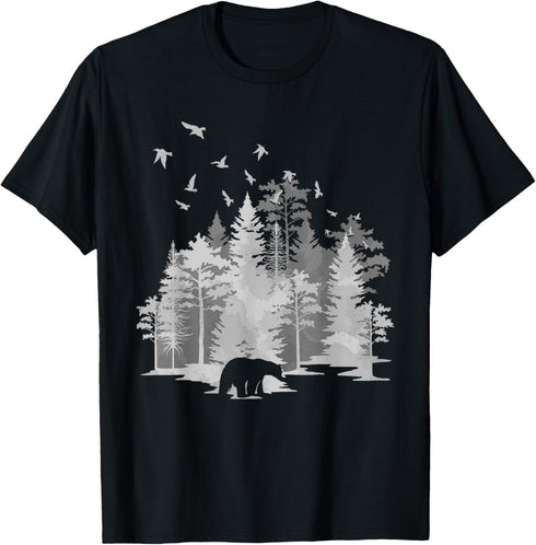Mountains Birds Outdoors Animal Bear Nature Hiking Forest T-Shirt...