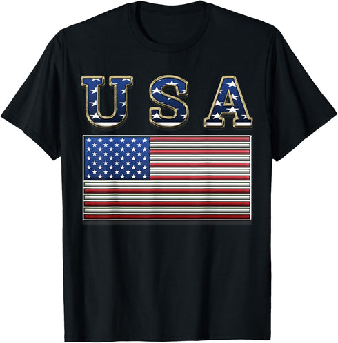 USA American Flag United States US Patriotic T-Shirt...
