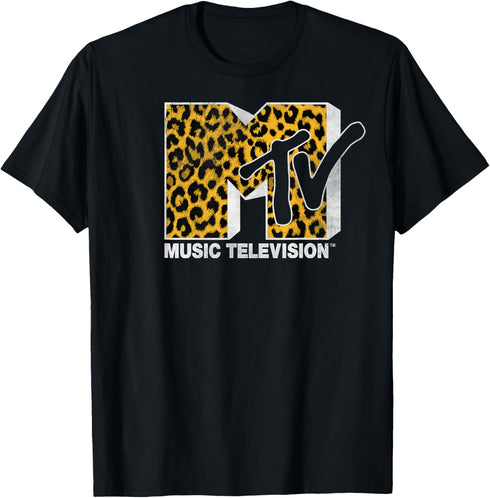 MTV Logo Cheetah Print Graphic T-Shirt T-Shirt...