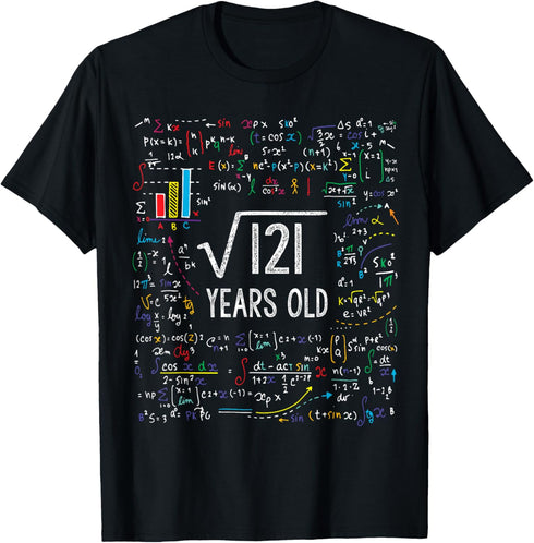 Square Root Of 121 11th Birthday 11 Year Old Gifts Math Bday T-Shirt...