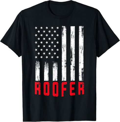 Roofer American Flag 4th July Gift Roofing Novelty Gift T-Shirt...
